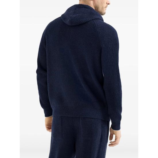 26FW 브루넬로 쿠치넬리 립드 니트 집 후드 스웨터 M22704806G CQX13 BLUE - BRUNELLO CUCINELLI