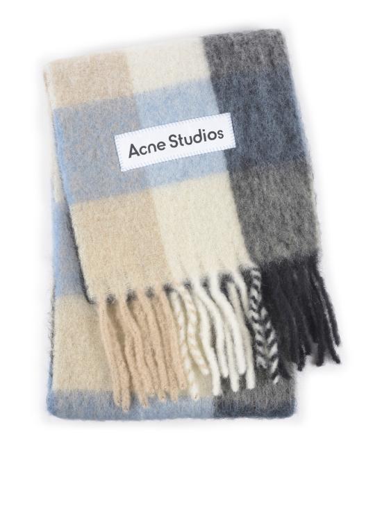 26FW 아크네 스튜디오 모헤어 체크 머플러 CA0084 DIB BLUE BEIGE BLACK