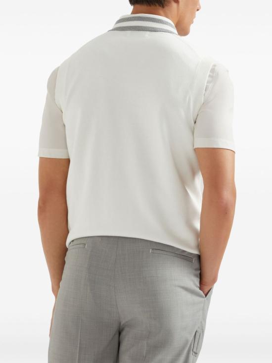26FW 브루넬로 쿠치넬리 로고 장식 코튼 니트 베스트 M29203607F CJ068 WHITE - BRUNELLO CUCINELLI