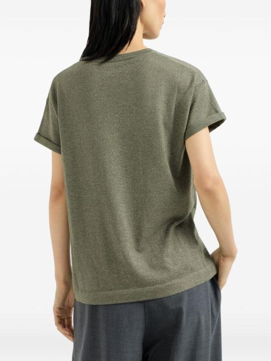 26FW 브루넬로 쿠치넬리 스파클링 캐시미어 실크 니트 티셔츠 M41810000 C9986 GREEN - BRUNELLO CUCINELLI