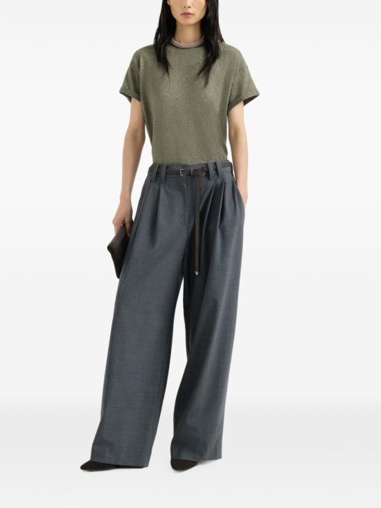 26FW 브루넬로 쿠치넬리 스파클링 캐시미어 실크 니트 티셔츠 M41810000 C9986 GREEN - BRUNELLO CUCINELLI