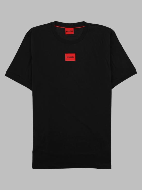 26FW 휴고보스 로고 라벨 코튼 저지 티셔츠 50447978 10229761001 BLACK