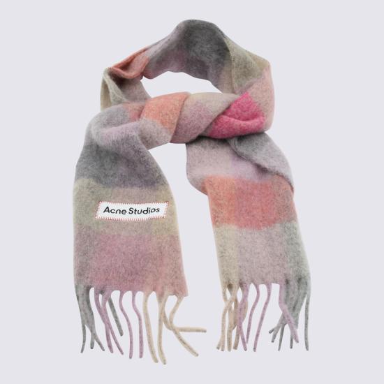 26FW 아크네 스튜디오 모헤어 체크 머플러 CA0084 BOB FUCHSIA LILAC PINK - ACNE STUDIOS