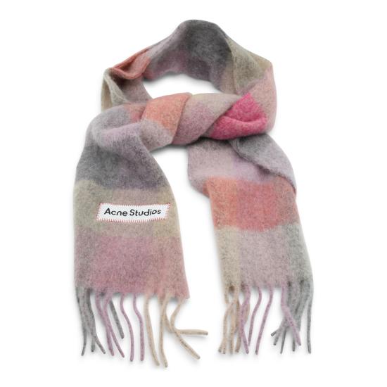 26FW 아크네 스튜디오 모헤어 체크 머플러 CA0084 BOB FUCHSIA LILAC PINK - ACNE STUDIOS