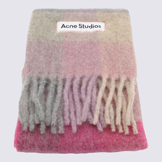 26FW 아크네 스튜디오 모헤어 체크 머플러 CA0084 BOB FUCHSIA LILAC PINK - ACNE STUDIOS