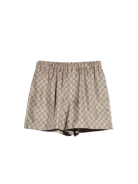 26FW 구찌 GG 프린트 실크 트윌 쇼츠 875425 ZAUUN2270 BEIGE