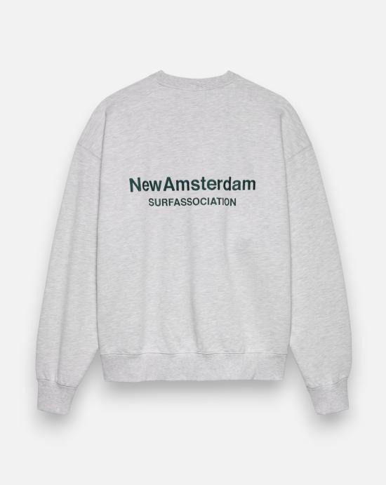  뉴 암스테르담 서프 어쏘시에이션 긴팔 티셔츠 2602118001 ASH BOTTLE GREEN LIGHT GREY - NEW AMSTERDAM SURF ASSOCIATION