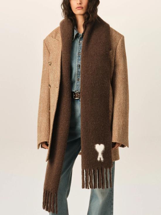 26FW 아미 알파카 아미 드 꾀흐 스카프 USF673 AW00042221 BROWN - AMI