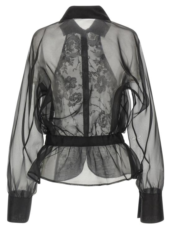 26FW 에르마노 설비노 블라우스/셔츠 실크와 레이스로 된 셔츠와 블라우스 세트 (검정색) - ERMANNO SCERVINO