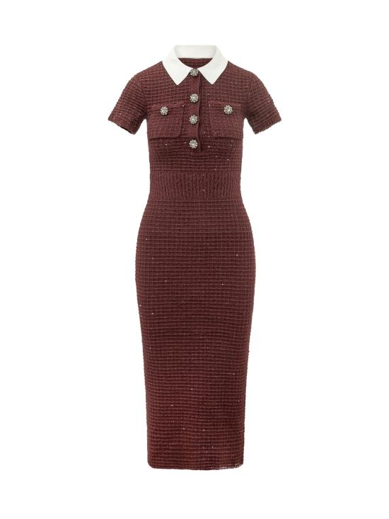 26FW 셀프 포트레이트 원피스 SC26091M BU BURGUNDY