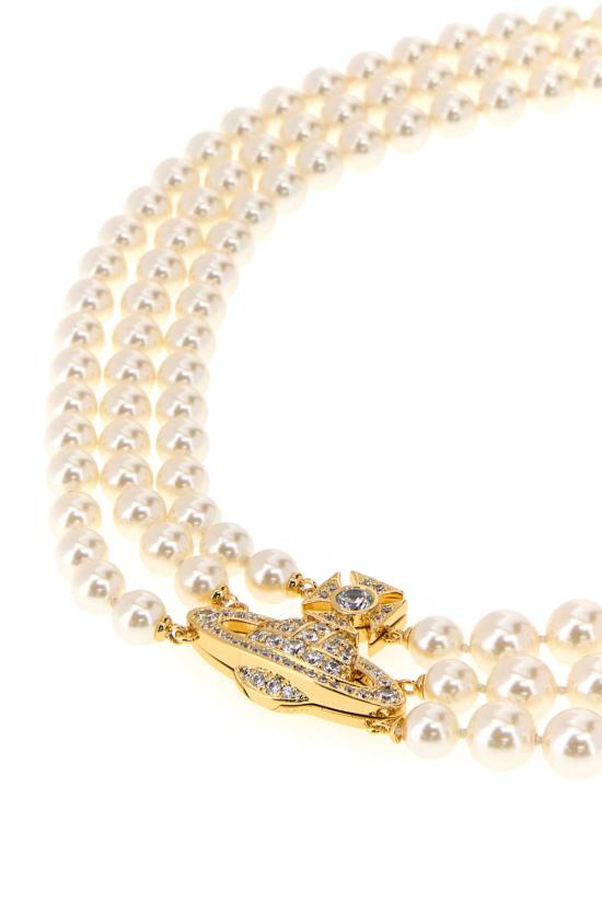 26FW 비비안웨스트우드 그라지에라 펄 목걸이 6301010U02R143CN R143 GOLDCREAMROSEPEARLWHITECZ - VIVIENNE WESTWOOD