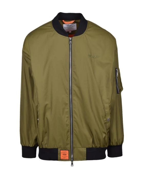  Original Bombers 자켓 대비되는 디테일이 돋보이는 오버사이즈 그린 봄버 재킷