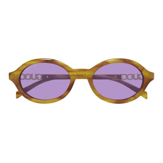  구찌 안경 GG2153 S004 타원형 풀림 선글라스, 라이트 하바나 프레임 및 퍼플 렌즈, 브라운 - GUCCI