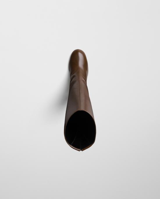 26FW 피비 파일로 셔링 가죽 스틸레토 니하이 부츠 ES08 LT0248705DK BROWN - PHOEBE PHILO