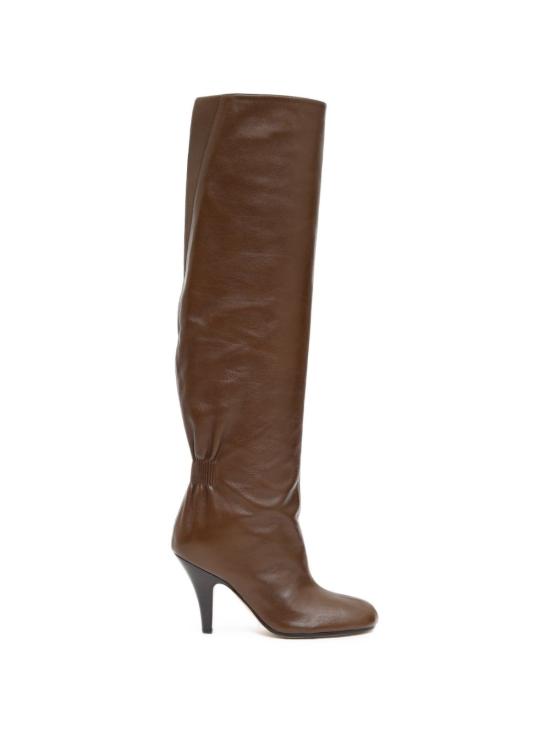 26FW 피비 파일로 셔링 가죽 스틸레토 니하이 부츠 ES08 LT0248705DK BROWN - PHOEBE PHILO