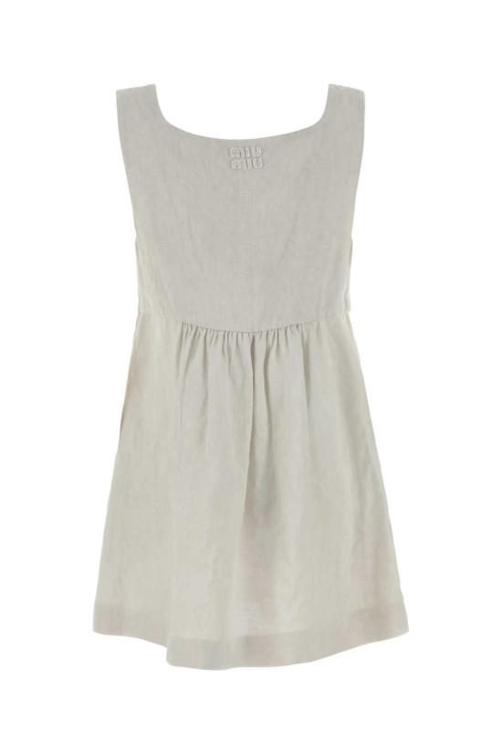 26FW 미우미우 리넨 미디 드레스 리넨 미디 드레스 MF6589SOOO6733 F0K74 BEIGE - MIU MIU