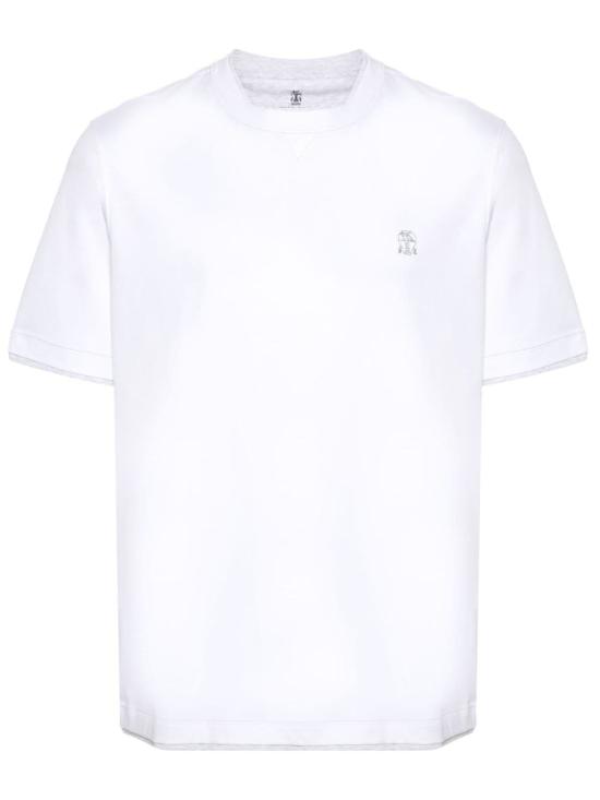 26FW 브루넬로 쿠치넬리 레이어링 코튼 저지 크루넥 티셔츠 M0B137451G CGY23 WHITE