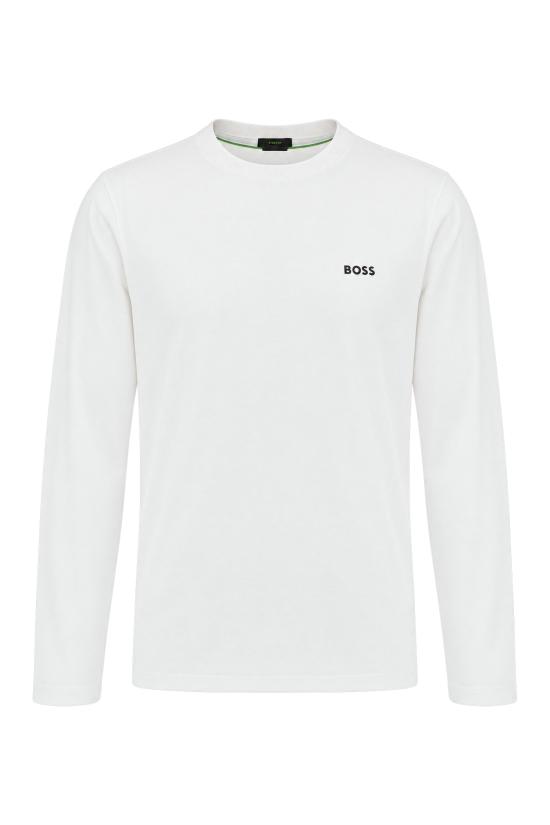 26FW 휴고보스 콘트라스트 로고 스트레치 코튼 롱 슬리브 티셔츠 50506365 100 WHITE