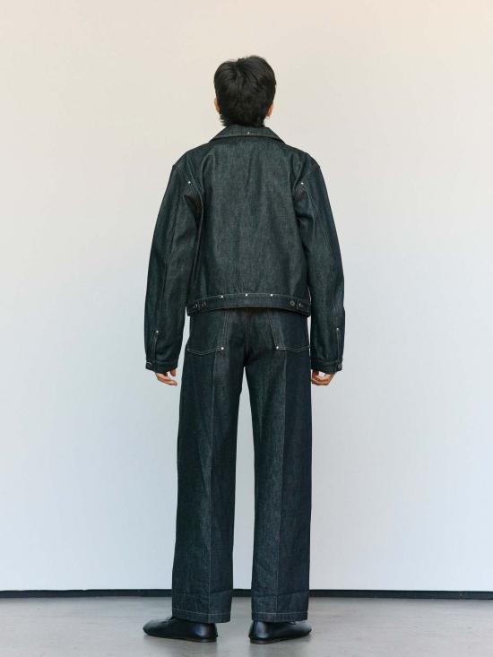  르메르 데님 자켓 스터드 장식이 있는  슬레이트 데님 트러커 재킷 - LEMAIRE