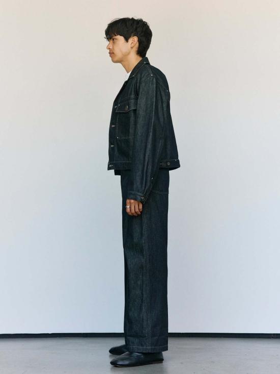  르메르 데님 자켓 스터드 장식이 있는  슬레이트 데님 트러커 재킷 - LEMAIRE