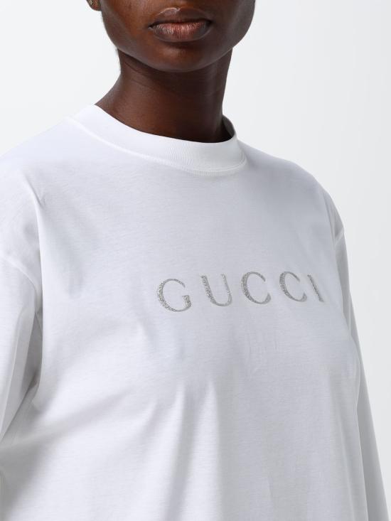 26FW 구찌 프린트 코튼 저지 티셔츠 프린트 코튼 저지 티셔츠 A0097VXJH3Z 9066 White - GUCCI