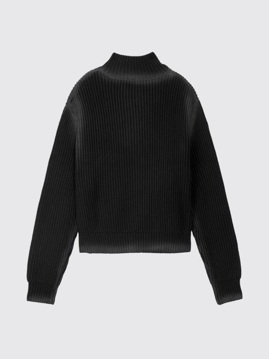 26FW 캠퍼 집업 니트 AU00128 001 WASHED SEAM RIBBED HALF ZIP KNIT 0 Black - CAMPER
