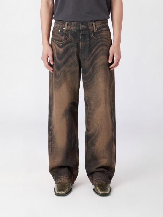 26FW 캠퍼 데님 팬츠 AU00106 002 DISTORTED PRINT LOOSE JEANS 0 Multicolor
