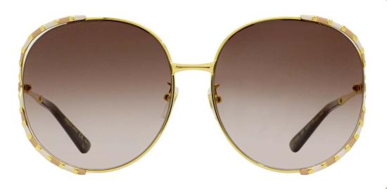  구찌 안경 GG0595 S008 라운드 오버사이즈 선글라스 64mm 골드 - GUCCI