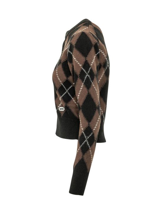 26FW 아미 가디건 FKC400KN0202 A352 NOIR MARRON - AMI