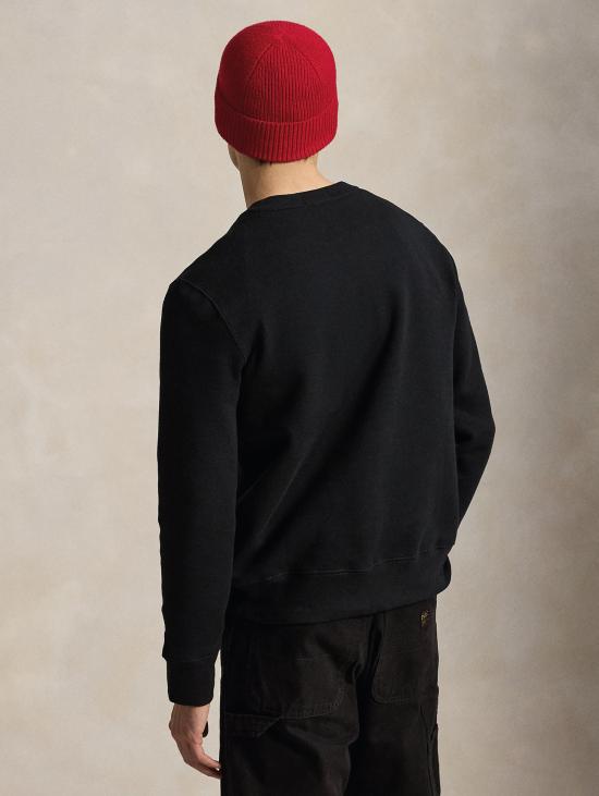 26FW 랄프 로렌 긴팔 티셔츠 Felpa Gircollo con Stampa 폴로 베어 네로 - RALPH LAUREN