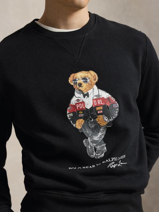 26FW 랄프 로렌 긴팔 티셔츠 Felpa Gircollo con Stampa 폴로 베어 네로 - RALPH LAUREN