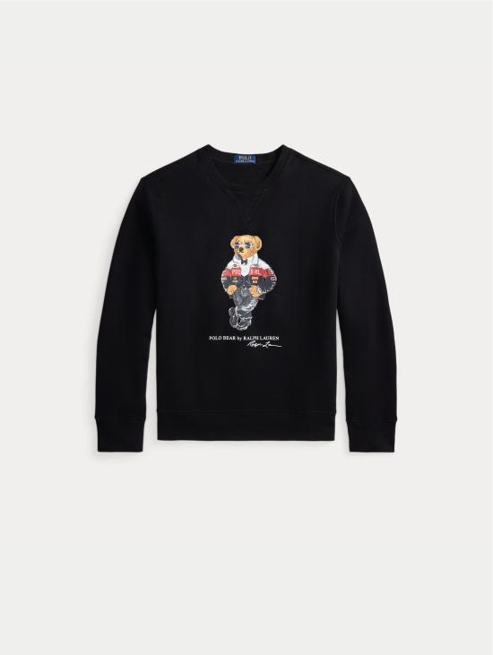 26FW 랄프 로렌 긴팔 티셔츠 Felpa Gircollo con Stampa 폴로 베어 네로 - RALPH LAUREN