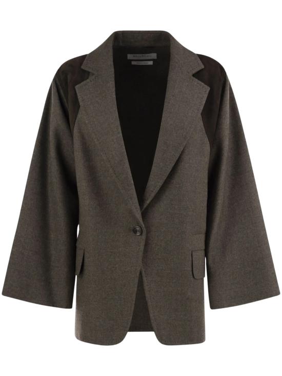 26FW 막스마라 페니체 레더 패널 버진 울 블레이저 자켓 2621046263600 MXSFENICE003 BROWN