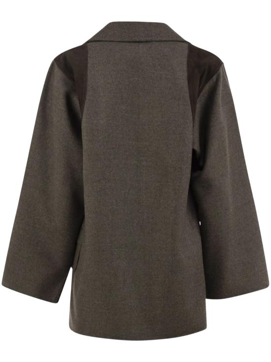 26FW 막스마라 페니체 레더 패널 버진 울 블레이저 자켓 2621046263600 MXSFENICE003 BROWN - MAX MARA