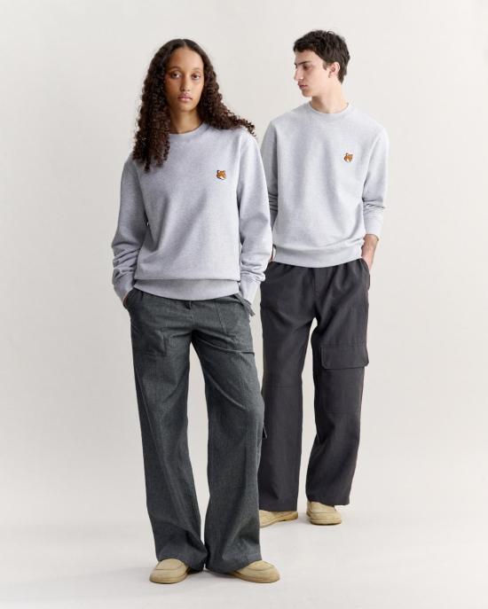  메종키츠네 폭스 헤드 레귤러 폴로 티셔츠 PM00303KM0340 H120 LIGHT GREY MELANGE - MAISON KITSUNE