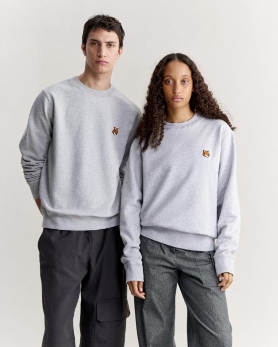  메종키츠네 폭스 헤드 레귤러 폴로 티셔츠 PM00303KM0340 H120 LIGHT GREY MELANGE - MAISON KITSUNE