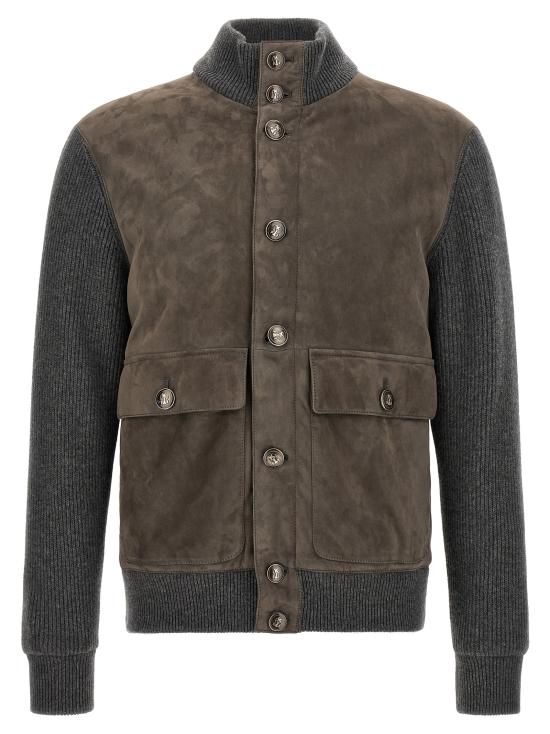 26FW 브루넬로 쿠치넬리 레더 봄버 자켓 MPCLF1955CWP86 Gray