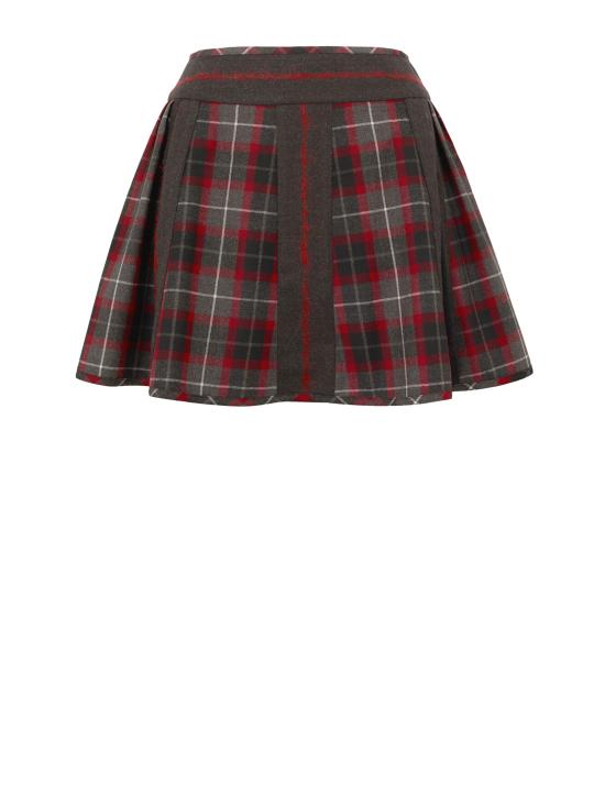 26FW 비비안웨스트우드 벨 타탄체크 플리츠 미니 스커트 1K01003H W01NGP210 CHARCOAL RED