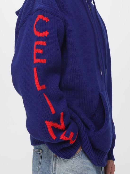 26FW 셀린느 리브드 울 후디드 가디건 리브드 울 후디드 가디건 RY0YA4S87 FYM0 Navy - CELINE