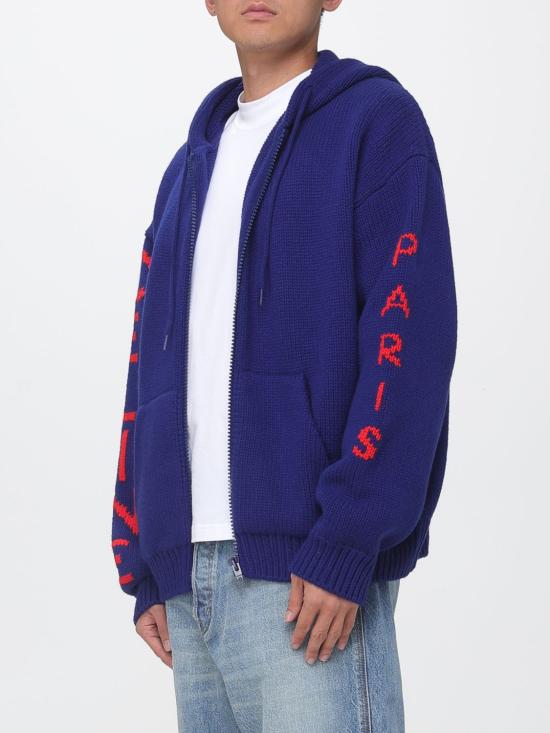 26FW 셀린느 리브드 울 후디드 가디건 리브드 울 후디드 가디건 RY0YA4S87 FYM0 Navy - CELINE