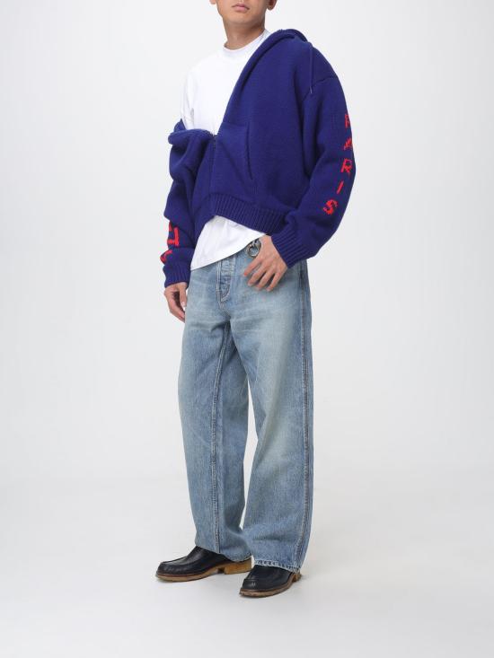 26FW 셀린느 리브드 울 후디드 가디건 리브드 울 후디드 가디건 RY0YA4S87 FYM0 Navy - CELINE
