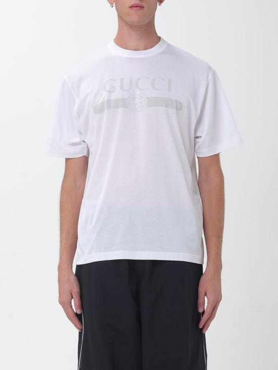 26FW 구찌 웹 스트라이프 프린트 코튼 티셔츠 A0095JXJH5Y 9066 White