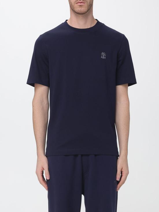 26FW 브루넬로 쿠치넬리 코튼 저지 크루넥 티셔츠 M0B138440 CD325 Blue