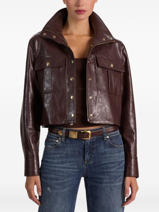 26FW 앨리스 앤 올리비아 가죽 자켓 CL000J40201 C201 BROWN - ALICE & OLIVIA