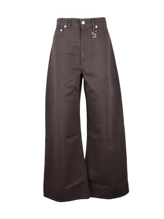 25FW 스포트막스 데님 갈색 면 팔라초 진