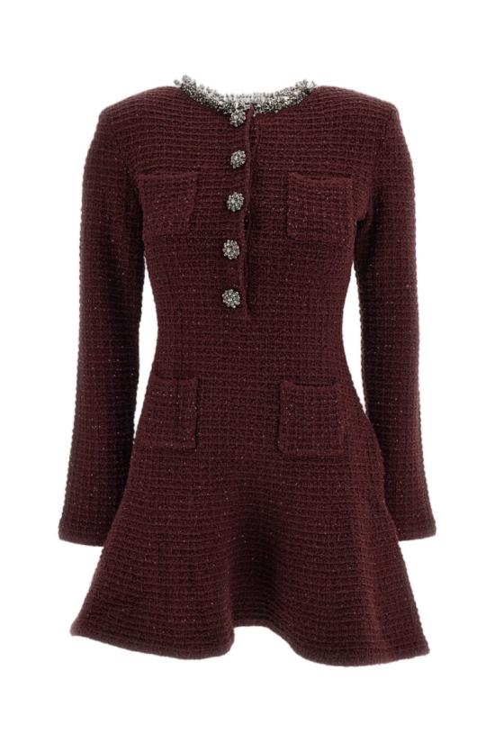 26FW 셀프 포트레이트 원피스 SC26152SBUBURGUNDY Brown