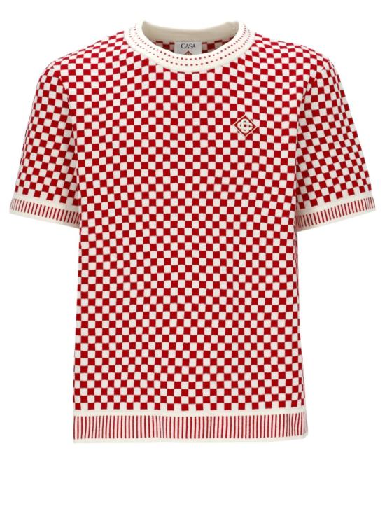 26FW 카사블랑카 반팔 티셔츠 MAW26KW147202COTTON BLEND RED WHITE