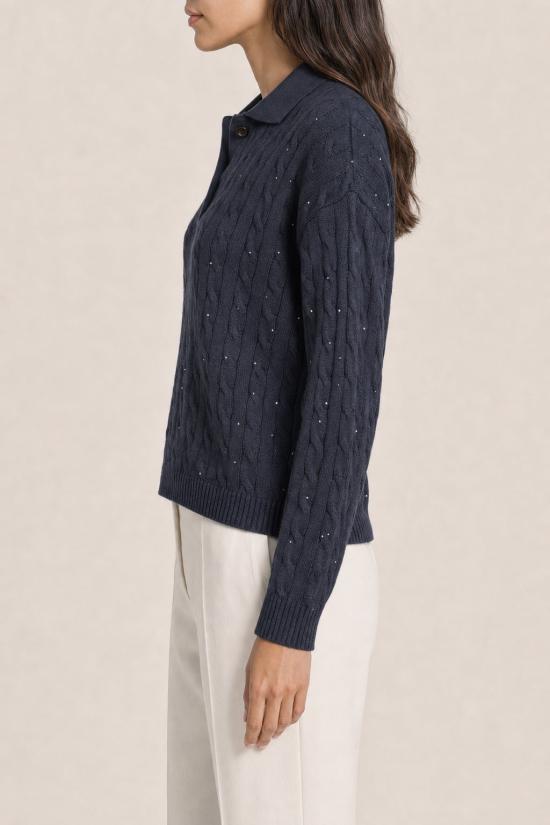  브루넬로 쿠치넬리 스웨터 i262764 NAVY - BRUNELLO CUCINELLI