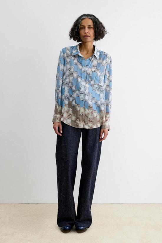  레이첼 코미 블라우스 릴로 고양이 프린트  블루 - RACHEL COMEY