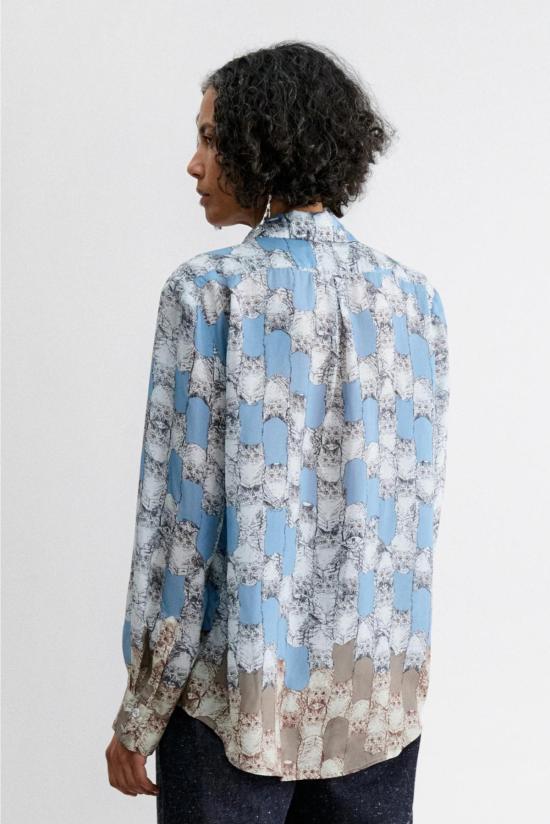  레이첼 코미 블라우스 릴로 고양이 프린트  블루 - RACHEL COMEY